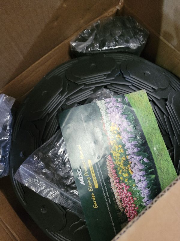 Photo 1 of 100ft,1.5in Tall Landscape Edging Kit with 150 Spikes, No-Dig Flexible Plastic Edge Border for Landscaping, Lawn, Garden, Flower Beds, Yard, Paver, Playground, Fence, Pathway, Black,3pack, 33ft Each