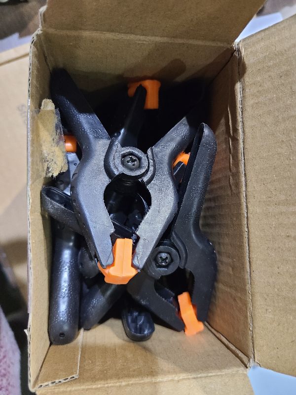 Photo 1 of 12 Pack Plastic Spring Clamps, 3.5inch Small Heavy Duty Clips for Crafts, Backdrop Stand, Woodworking, Photography Studios (Black)