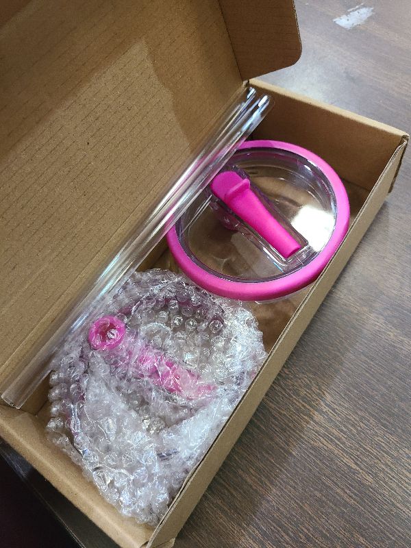 Photo 1 of 2 Pack 40 oz Tumbler Flip Straw Lid Replacement Compatible for Stanley Quencher, Leak-Proof Splash Resistant Tumbler Lids,Reusable Tumbler Cover for Stanley Cup (Rose Red)