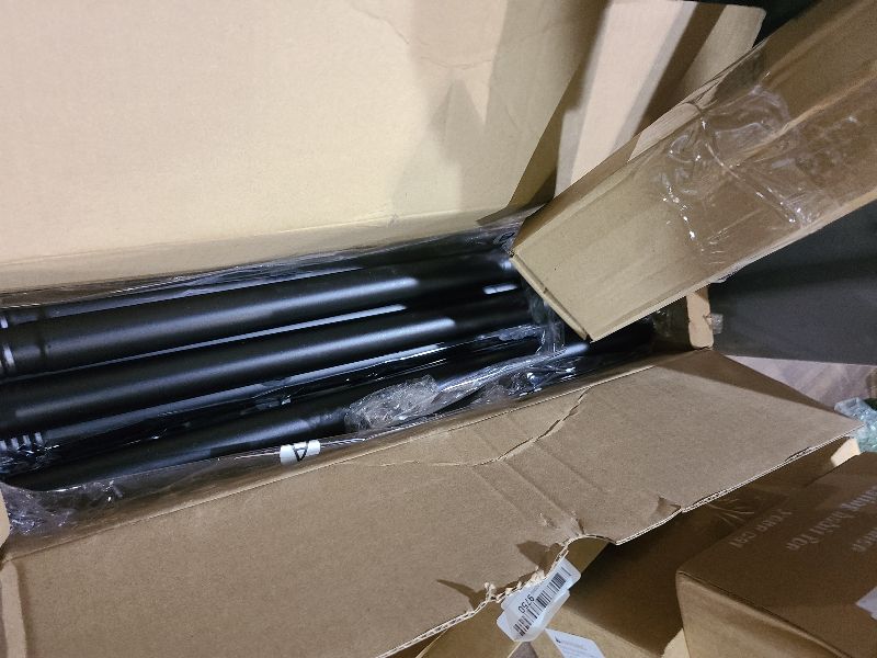 Photo 1 of 2 Pack Curtain Rods for Windows 48 to 84 Inch, Black 1" Decorative Window Treatment Rods, Adjustable Heavy Duty Modern Drapery Rod, Spliced Metal Curtain Pole with Matte Black Round Finials