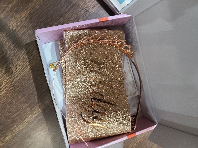 Photo 1 of 12th Birthday Decorations for Girls Including Sash, Crown/Tiara, Candles and Cake Topper, Rose Gold 12 Year Old Birthday Party Decorations for A Girl