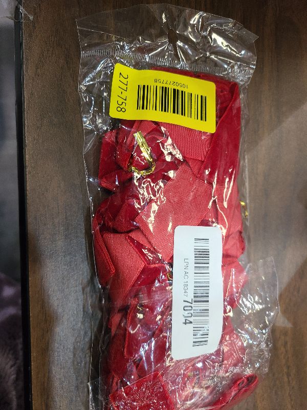 Photo 1 of 12PCS Red Velvet Bows for Christmas Tree, Bows for Christmas Tree, Garland Red Velvet Bow Ornaments for Christmastree with Gold Twist Ties(A)