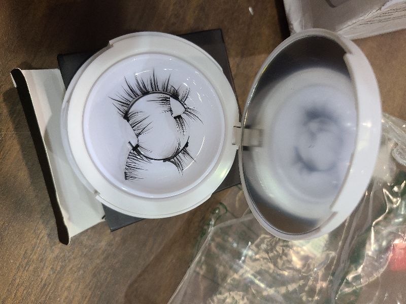 Photo 1 of 2 Pairs Magnetic Eyelashes with Applicator, Natural Look Magnetic Lashes Reusable False Eyelashes Kit Easy to Wear and Remove for Women (black+Natural+Fuller)