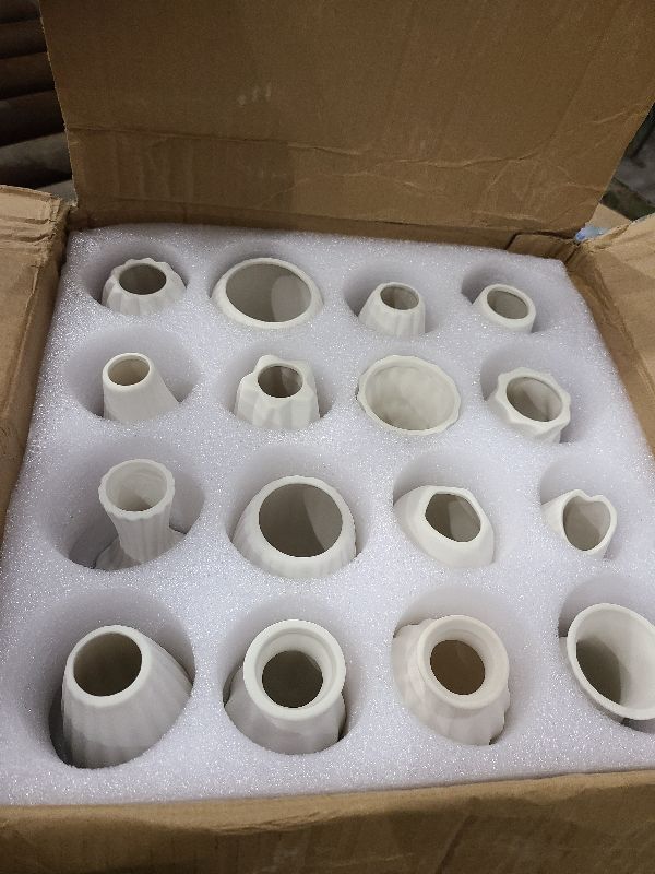Photo 1 of 16packs Small White Ceramic Vases - Mini Flower Vases for Centerpieces, Boho Home Decor, White Bud Vase Set for Weddings Table Decor, Pampas Grass