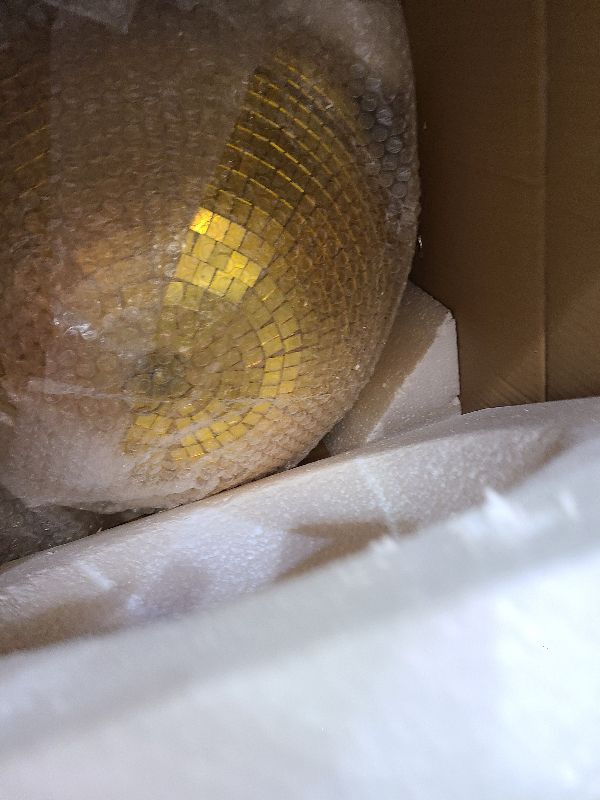 Photo 1 of 16 Inch Mirror Disco Ball lamp, Gold 16" Disco Ball Decor Hanging Disco Ball for Party Wedding Holiday Home Decoration, Replacement Mirror x 20pcs, Gold, 16inch