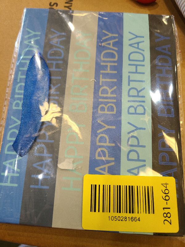 Photo 1 of 2 Pack Premium Blue 6" Small Happy Birthday Gift Bags Set with Tissue Paper and Greeting Cards Present Bags Perfect for Men Boy Kids Anniversary Birthday Party Celebrations