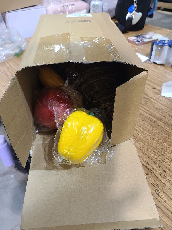 Photo 1 of 20pcs Thanksgiving Cornucopia Basket Set Fall Table Centerpieces 18inch Horn Cornucopia Centerpiece of Plenty Harvest Decor with Artificial Leave Acorn Fruits Decor for Autumn Dining Table Centerpiece