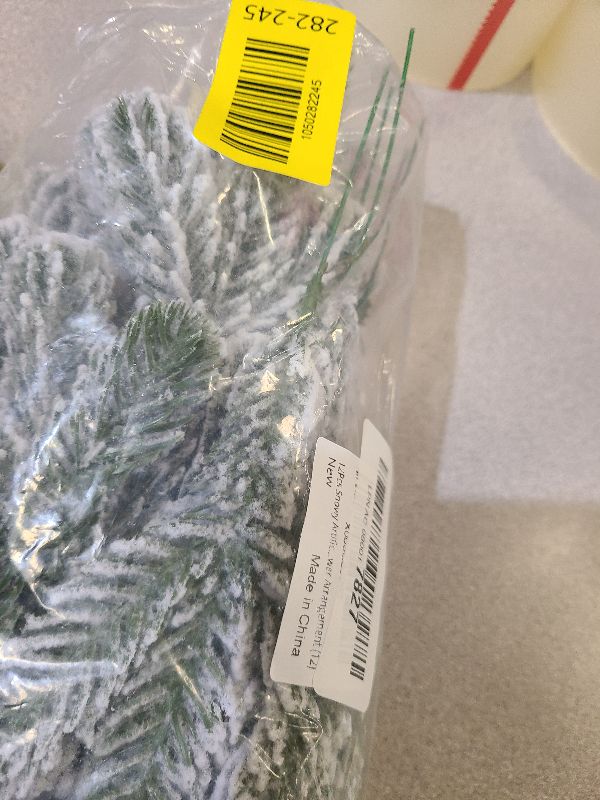 Photo 1 of 12Pcs Snowy Artificial Pine Needles - Branches Twigs 10.6" Frosted Pine Picks Greenery Stems for Crafts, Wreaths, Garlands - Holiday Decor