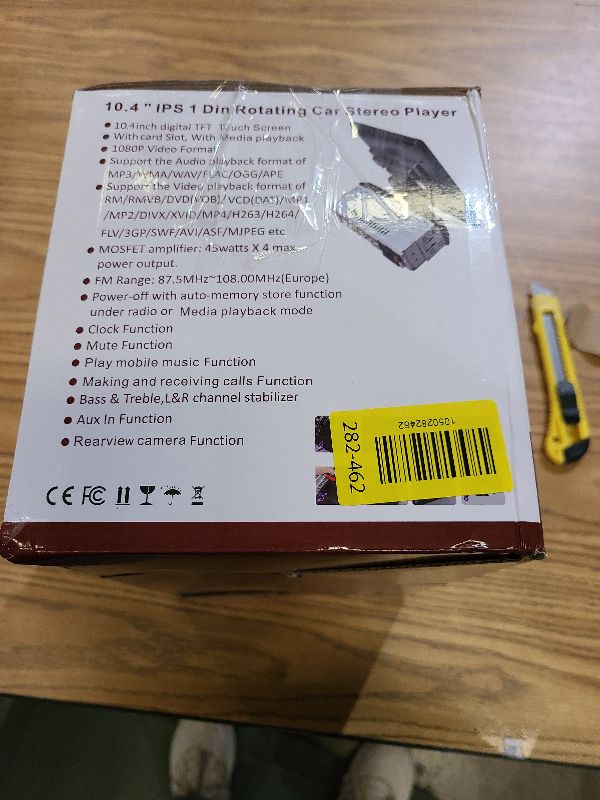 Photo 1 of 10.4" Single Din Touchscreen Car Stereo with Wireless Carplay& Android Auto, Adjustable Car Radio with Bluetooth, Mirror Link, FM Radio, Subwoofer, SWC, Backup Camera