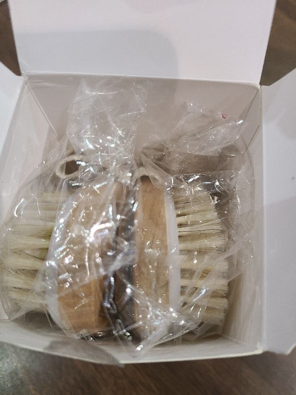Photo 1 of 2 Pack Dry Brushing Body Brush, Natural Bristle Exfoliating Brush with Massage Nodes, for Lymphatic Drainage and Improving Skin Health and Reduces Acne