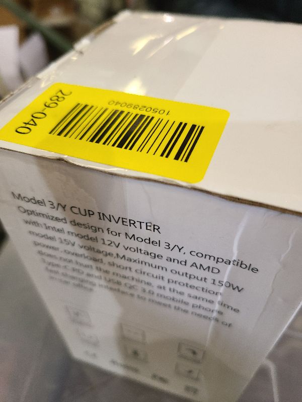 Photo 1 of 150W Car Power Inverter, DC 14V to AC 110V for Tesla & 12V Vehicles, Cup Holder Design Car Charger with Type C Led Display Screen Dual USB Quick Charge 3.0 and AC Outlets Cigarette Lighter Outlet