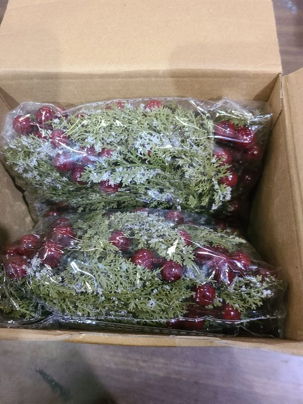 Photo 1 of 12 Pieces 8" Mini Christmas Wreaths - Small for Kitchen Cabinet/Window/Front Door, Artificial Red Berries & Pinecones, Christmas Candle Rings, Table/Farmhouse Decoration (No Ribbon)