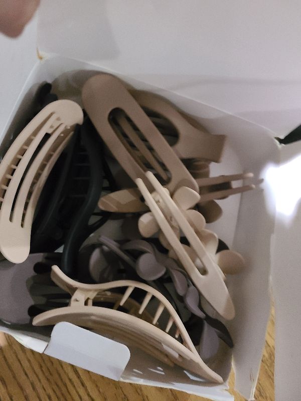 Photo 1 of 12 Pack Flat Hair Clips Set for Women –Matte Neutral Claw Clips, Flat Barrettes & Flower Hair Pins in Black, Blonde,Light Brown & Dark Brown, Strong Hold Styling Accessories for Thick & Thin Hair