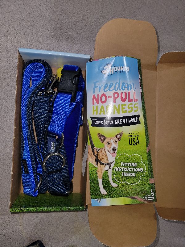 Photo 1 of 2 Hounds Design Freedom No Pull Dog Harness, Adjustable Harness and Leash Set, Easy Walking & Comfortable Control, Fits Small, Medium & Large Dogs, Solid Colors, Made in USA, 1" LG, Royal Blue