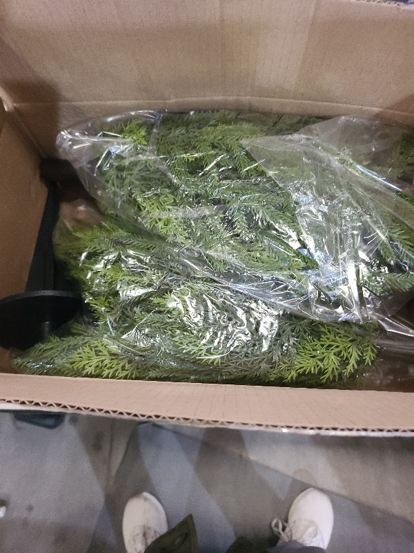 Photo 1 of 2 Pack 24" Artificial Christmas Topiary Ball Trees with Spike Mixed Real Touch Norfolk Pine & Cypress Tips Fake Ball Shrubs Holiday Planters Outdoor Christmas Tree Urn Fillers Front Porch Indoor Decor