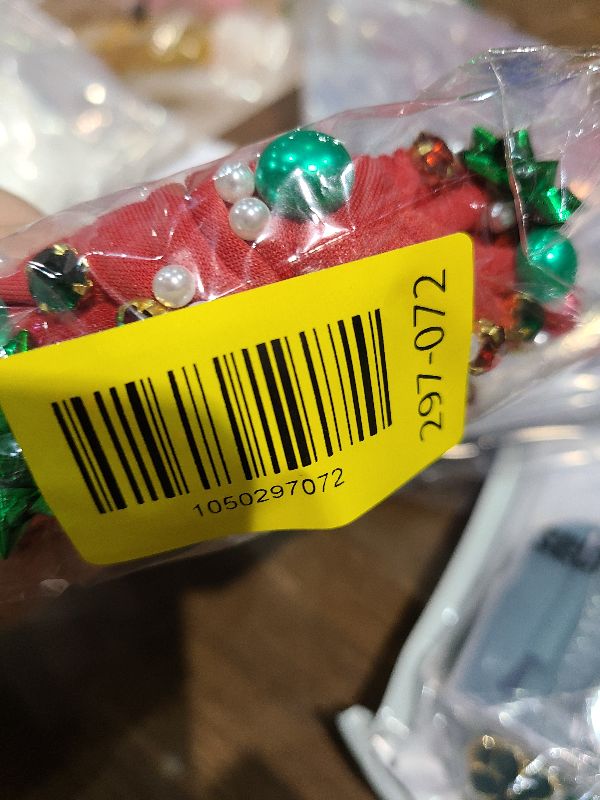 Photo 1 of 2 Pack Christmas Headband for Women Pearl Rhinestone Crystal Jeweled Xmas Flower Embellished Ladies Wide Top Knot Red Green Makeup Hair Hoop Accessory Holiday Party Costume Decor Prezzie