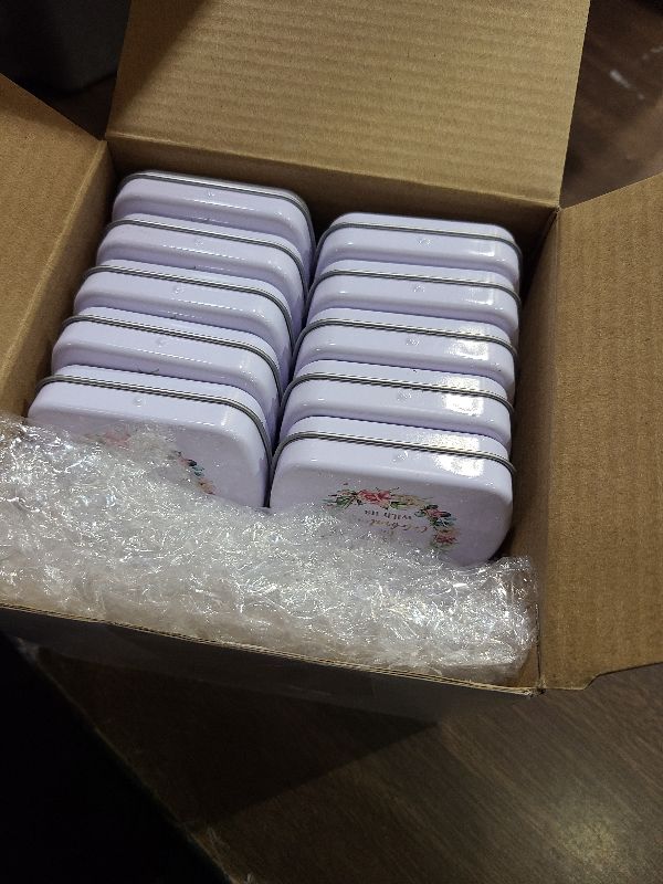 Photo 1 of 24 Pcs Wedding Mint Tins Bulk Small Tin Box with Lids Mini Rectangle Empty Hinged Tins Wedding Favor Thank You for Celebrating with Us Gifts for Bridal Shower Favor for Storage Candies Key Earring