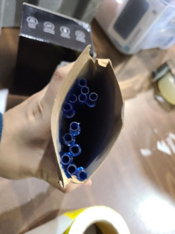 Photo 1 of 12Pcs Reusable Plastic Straws Colorful Plastic Straws, 11 Inch Long Hard Cup Drinking Straw with Cleaning Brush-Sapphire Blue