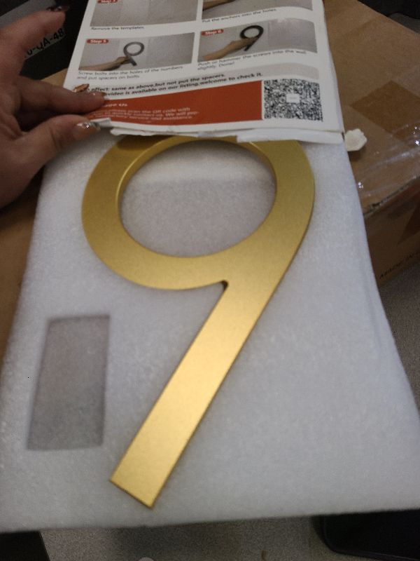 Photo 1 of 10 Inch Metal House Numbers For outside Gold, Large Address Numbers For House Outside Floating,Large Modern House Numbers For Outside Gold Floating Mount Flush Mount Aluminum Home Address Numbers 6