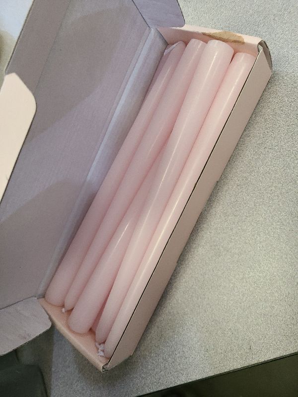 Photo 1 of 10 Inch Pale-Pink Taper Candles for Home Decoration, 10 Pack Unscented Candlesticks for Dinner Wedding Party, Smokeless and Dripless Candle Sticks