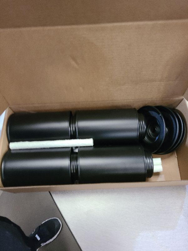 Photo 1 of 12oz Torch Replacement Canisters - 4 Pack Bamboo Torch Fuel Canister Torches Cans With Wicks and Covers, Refillable Metal Tabletop Lantern For Garden, Patio, Luau Party