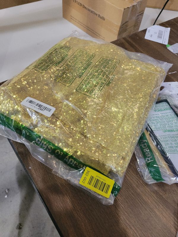 Photo 1 of 2×8FT-2PCS Gold Sequin Backdrop Curtains Panels, Photography Backdrop Glitter Curtains Fabric Background for Christmas Wedding Party Decor