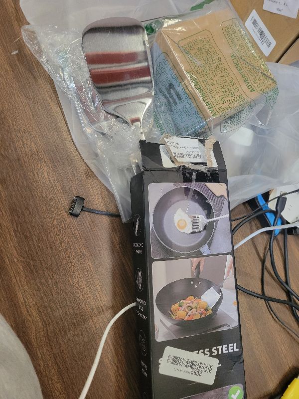 Photo 1 of 2 Pcs Stainless Steel Spatulas Set, Metal Spatula Solid & Slotted Turner, Heavy Duty Sturdy Spatula for Kitchen Use, High Heat Resistant Cooking Utensils for Fish Eggs Pancakes, Easy to Clean, Silver