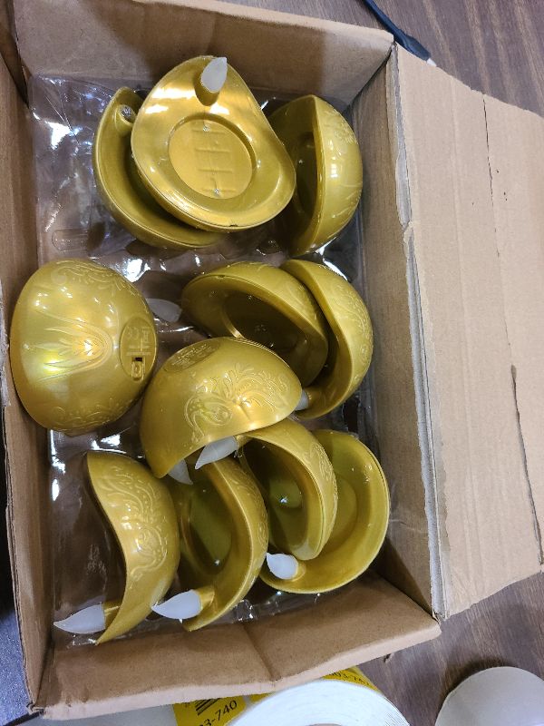 Photo 1 of 12 Pcs Diwali Diyas Lamp Decorations, Diwali Gold Peacock LED Water Sense Lights, Waterproof Flameless Tea Lights,Oil Lamps for Centerpieces Indian Temples Pooja Housewarming Return Gift