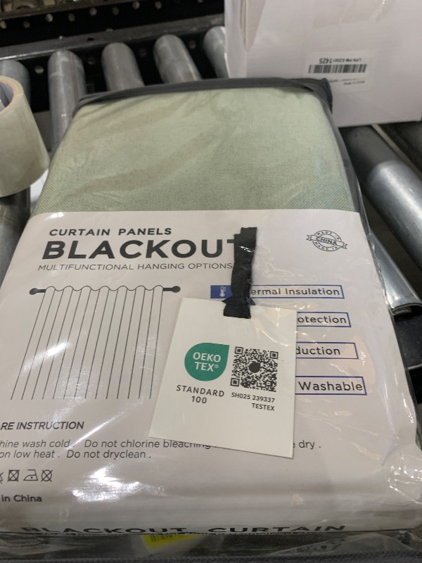 Photo 1 of 100% Blackout Shield Linen Blackout Curtains for Bedroom 84 Inches Long, Back Tab/Rod Pocket Living Room Drapes, Thermal Insulated Blackout Curtains 2 Panels Set, 50" W x 84" L, Sage