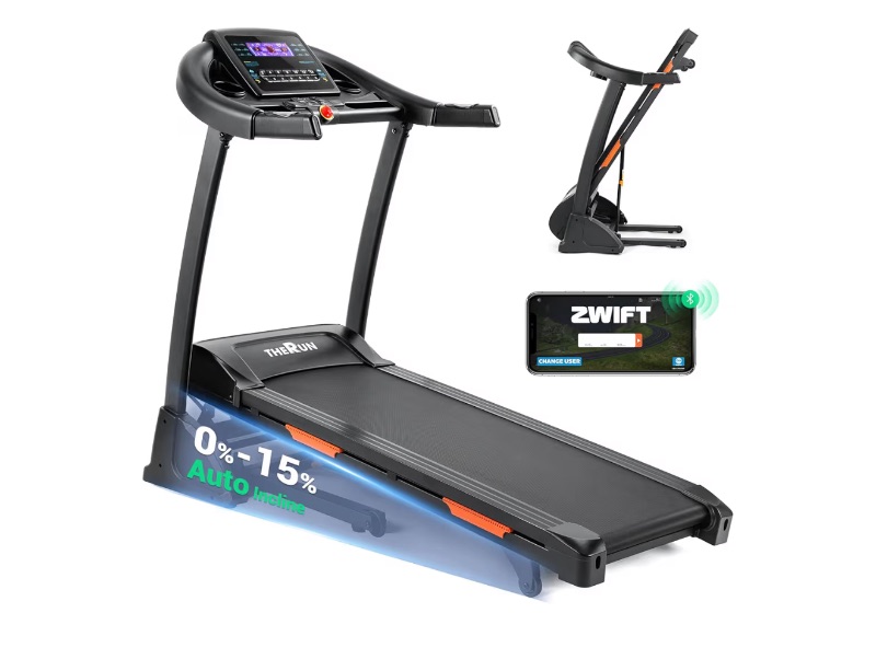 Photo 1 of **INCOMPLETE READ CLERK NOTES** THERUN Incline Treadmill for Running and Walking, 300 lbs Weight Capacity Folding Treadmill with 0-15% Auto Incline, Wide Belt, 3.5HP, App, Heart Rate