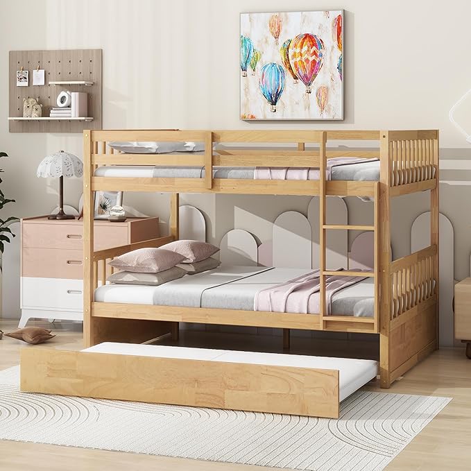 Photo 1 of *PARTIAL SET* Full Over Full Bunk Bed with Twin Size Trundle, Wood Bunk Bed with Ladder and Guardrails, Solid Wood Frame, Convertible to 2 Separated Beds, No Box Spring Needed, No-Noise Design (White Oak-013)
BOX 1