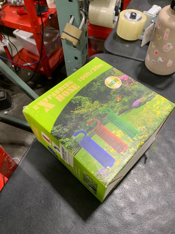 Photo 1 of 100 ft Expandable Garden Hose with 10 Spray Nozzle - 4 -Layer Latex Core - Heavy Duty Superior Strength 3750D - Expanding Water Hose - Extra Strong Brass Connectors/Storage Bag