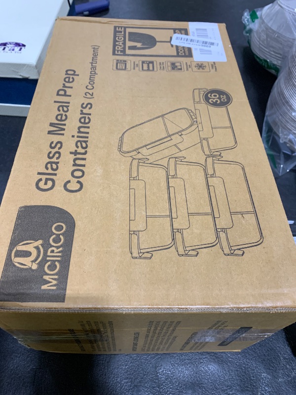 Photo 1 of [5-Pack,36 Oz]Glass Meal Prep Containers 2 Compartments Portion Control with Upgraded Snap Locking Lids Glass Food Storage Containers, Microwave, Oven, Freezer and Dishwasher (4.5 Cups, White)