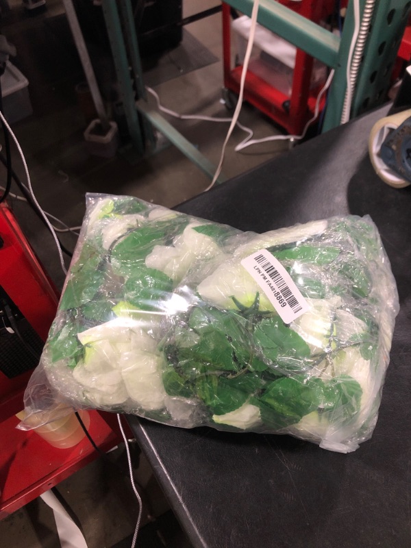 Photo 1 of 10PCS Fake Rose Garland, 7.5Ft Artificial Vines Flowers Hanging Rose Vine for Table Wedding Backdrop Arch Wall Party Mantle Festival Decor (Light White)