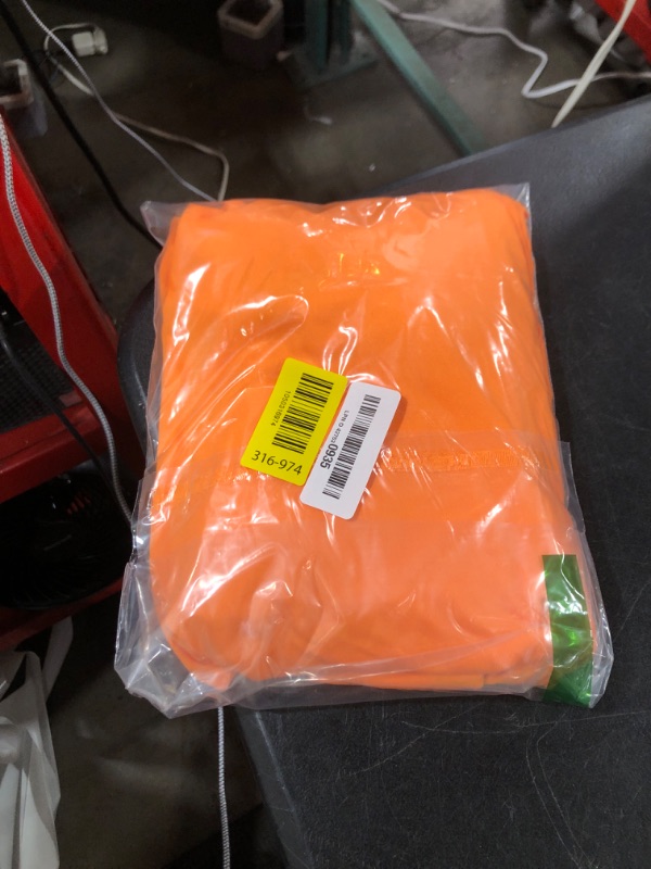 Photo 1 of *RIPPED** casapre Full Body Zentai Costume, Spandex Bodysuit with Back Zipper, Open Face Design, Green and Orange Colors, Halloween Cosplay (Orange, Large)