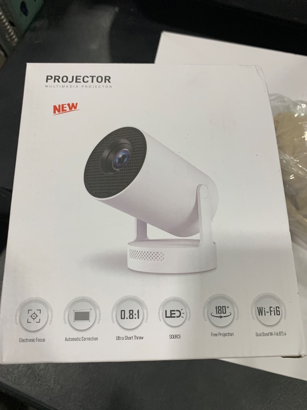 Photo 1 of ?Electric Focus?Mini Portable Projector with 4K Support, Bluetooth 5.4 WIFI6, 5watt Sound Base Speaker, 260 ANSI, Android 11, 210° Rotation , Auto Keystone Correction Video Projector HY300 PLUS