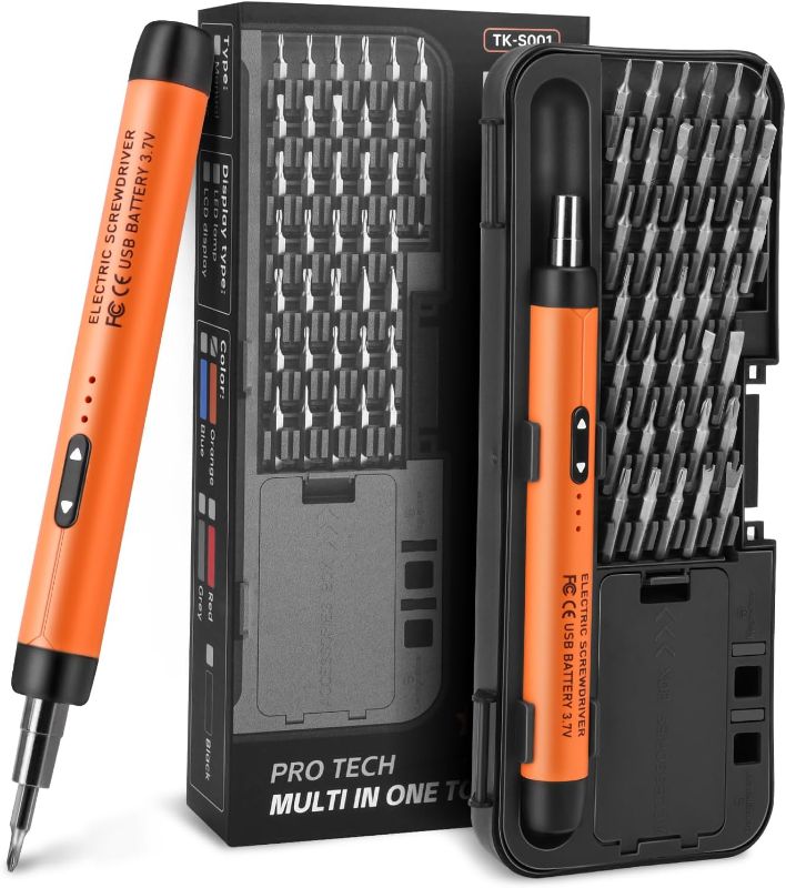 Photo 1 of Dmyond Mini Electric Screwdriver Set, Small Cordless Electric Screwdriver, 38 S2 Preicison Bits, Precision Screwdriver Cordless Repair Tool for PC Electronic, Orange