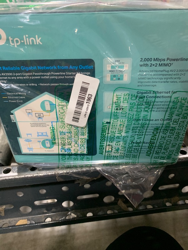 Photo 1 of TP-Link AV2000 Powerline Ethernet Adapter TL-PA9020P KIT - Powerline Network Adapter, Passthrough, 2x2 MIMO, 2 Gigabit Ports, Ethernet Over Power, Plug Pair & Play, Power Saving, Free Expert Help
