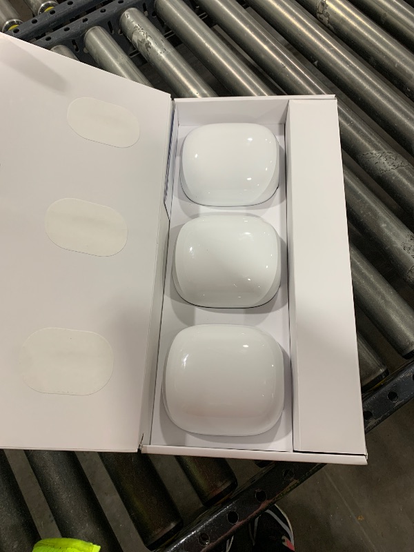 Photo 1 of Google Nest WiFi Pro - 6E - Reliable Home Wi-Fi System with Fast Speed and Whole Home Coverage - Mesh Router - 3 Pack - Snow