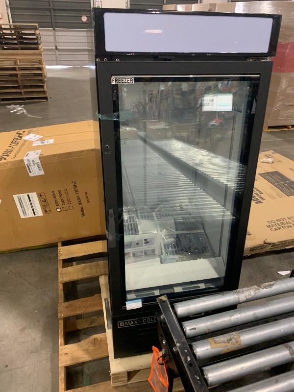 Photo 1 of Maxx Cold MXM1-12FBHC 25-Inch-Wide Glass Door Merchandiser Freezer, Free Standing with 12 Cu. Ft. Storage - Black