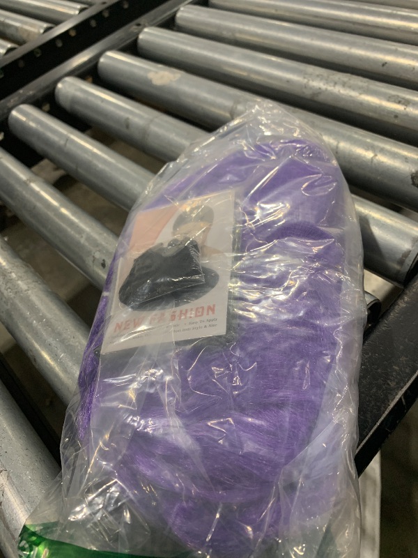 Photo 1 of BERON Girls Purple Long Wig with Braided Women Straight Long Braids Wigs for Cosplay Costume or Party