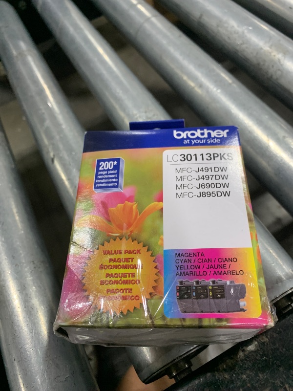 Photo 1 of Brother Genuine LC30113PKS 3-Pack Standard Yield Color Ink Cartridges, Page Yield Up to 200 Pages/Cartridge Includes Cyan, Magenta and Yellow, LC3011