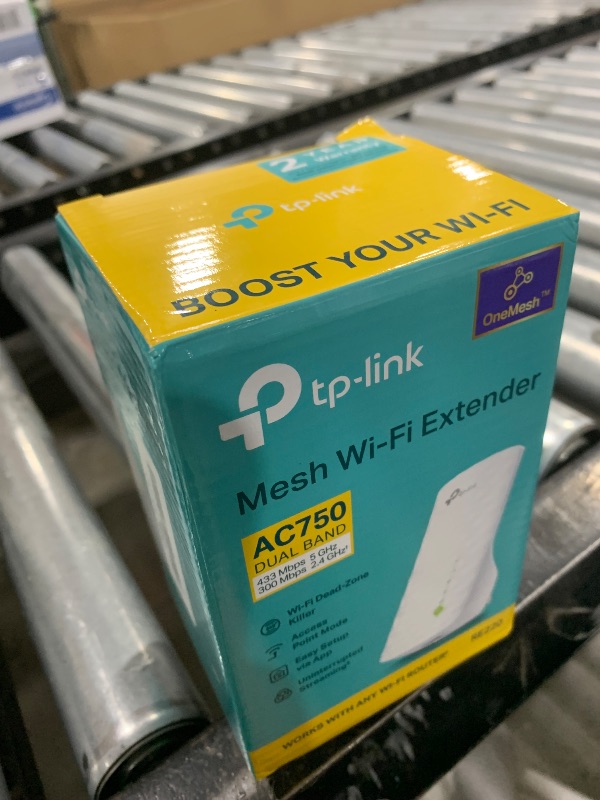 Photo 1 of TP-Link WiFi Extender with Ethernet Port, Dual Band 5GHz/2.4GHz, Up to 44% More Bandwidth Than Single Band, Covers Up to 1200 Sq.ft and 30 Devices, Signal Booster Amplifier Supports OneMesh(RE220)