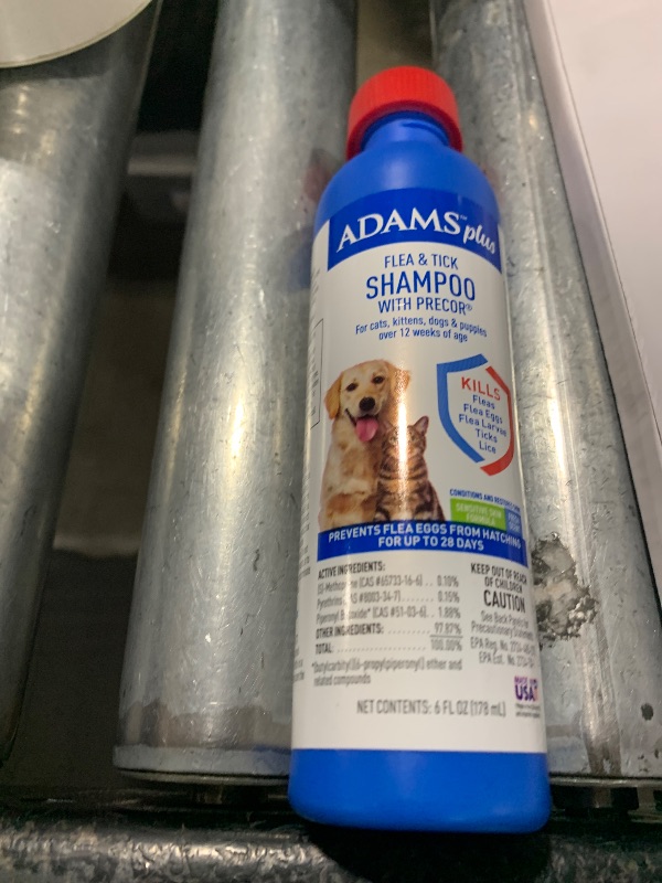 Photo 1 of ADAMS Plus Flea & Tick Shampoo with Precor IGR for Cats, Kittens, Dogs & Puppies Over 12 Weeks Of Age, Sensitive Skin Flea Treatment, Kills Adult Fleas, Flea Eggs, Ticks, and Lice, 6 Ounces