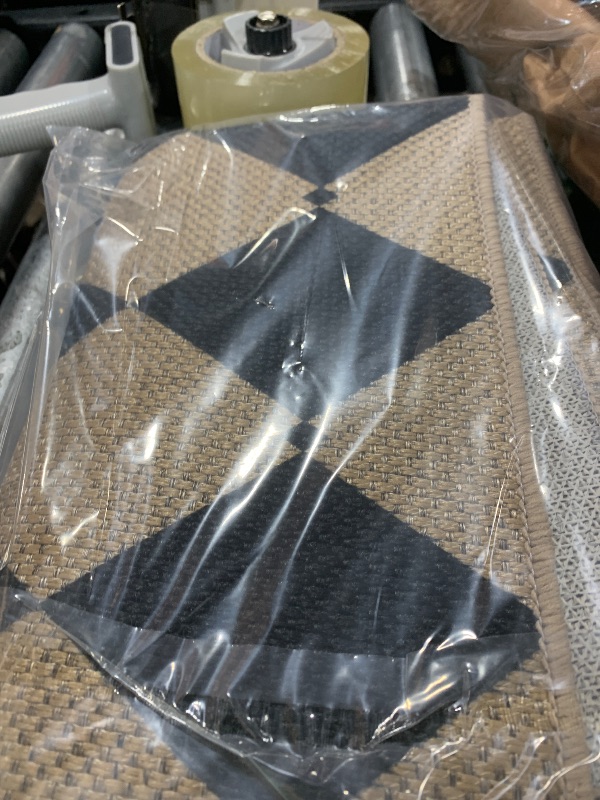 Photo 1 of GKQOOKQ Easy Jute 2x3 Black Checkered Area Rug,Washable Entryway Rug,Small Modern Diamond Door Carpet,Neutral Non-Slip Outdoor Indoor Farmhouse Rug for Kitchen Patio Entry Porch