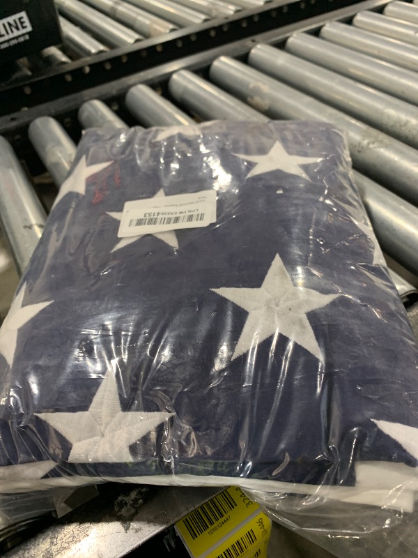 Photo 1 of DANF Memorial American Flag 5x9.5 ft Burial Flag 100% Heavy Duty Cotton for Veteran,Embroidered Stars, Sewn Stripes,Brass Grommets US USA Military Flags for Display Case