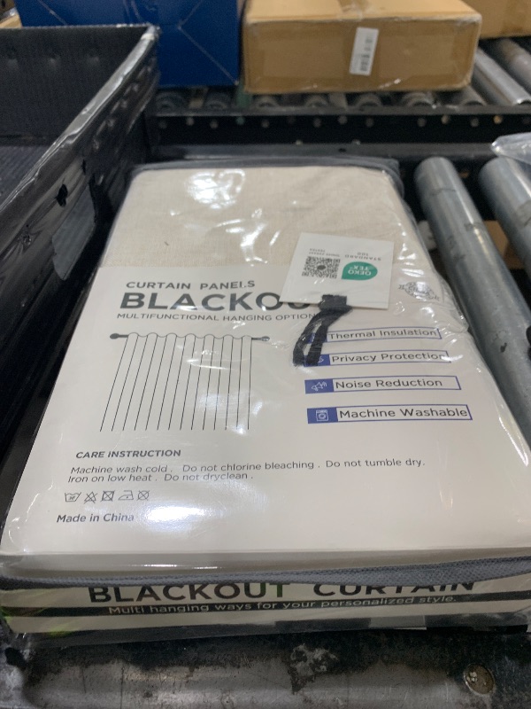 Photo 1 of 100% Blackout Shield Linen Blackout Curtains for Bedroom 84 Inches Long, Back Tab/Rod Pocket Living Room Drapes, Thermal Insulated Blackout Curtains 2 Panels Set, 50" W x 84" L, Cream