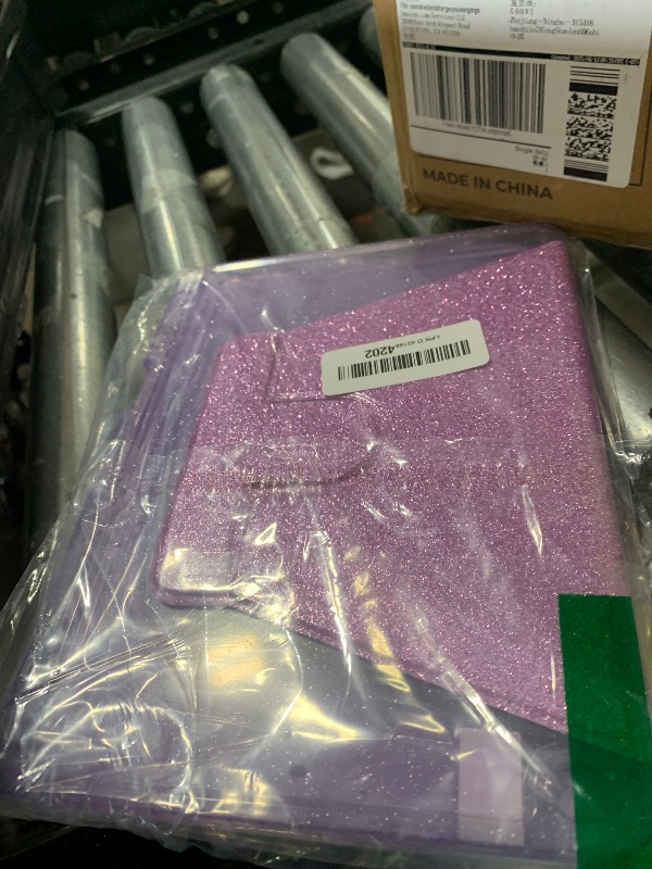 Photo 1 of INFILAND Rotating Case for iPad 6th / 5th Generation (2018/2017) iPad 9.7 Inch Case, iPad Air 2 / iPad Air 1, 360 Rotating Cute Glitter Cover with Clear Back, Pencil Holder (Light Purple)