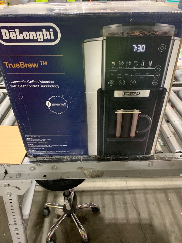 Photo 1 of De'Longhi TrueBrew Drip Coffee Maker, Built in Grinder, Single Serve, 8 oz to 24 oz, Hot or Iced Coffee, Stainless, CAM51025MB