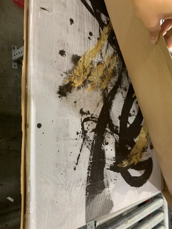 Photo 1 of Abstract Wall Art Black Gold Splash-ink painting Abstract Canvas Wall Decor Framed Artwork Modern Home Wall Decor for Living Room Bedroom Office 29"x58"